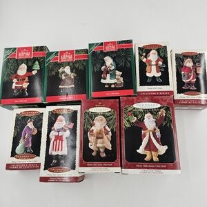 VTG Hallmark Ornaments Merry Olde Santa Series Set of 1 -9 w/boxes VGC
